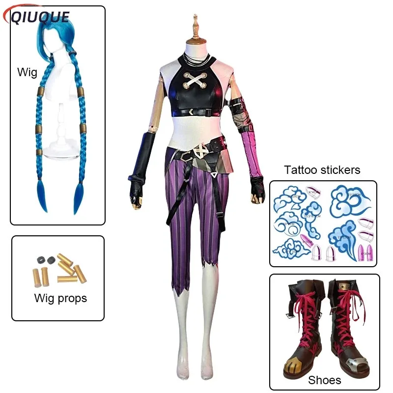Hot New Anime Arcane Crit Loli Jinx Cosplay Costume Wig Shoes Tattoo Stickers Game LOL Loose Cannon Cosplay Women Sexy Outfit
Hot New Anime Arcane Crit Loli Jinx Cosplay Costume Wig Shoes Tattoo Stickers Game LOL Loose Cannon Cosplay Women Sexy Outfit