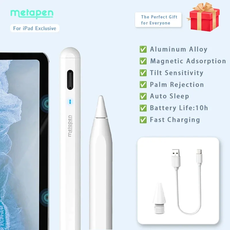 MetaPen A8 Tilt Stylus Tablet Pen for Apple iPad Pencil 2018-2026, Palm Rejection for iPad 11 A16 Air 6/5/4 iPad Pro11/13 M4 M5
MetaPen A8 Tilt Stylus Tablet Pen for Apple iPad Pencil 2018-2026, Palm Rejection for iPad 11 A16 Air 6/5/4 iPad Pro11/13 M4 M5