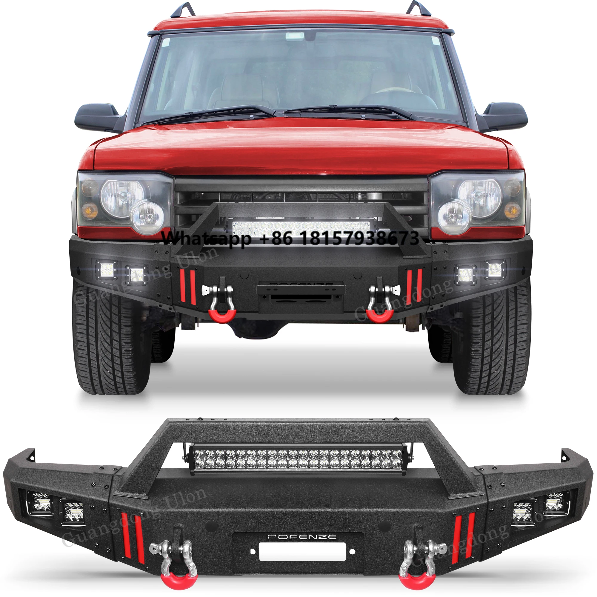 ULON Factory Price Front Bumper Fit Land Rover Discovery 2 1999-2004 Built-in LED Lights, Winch Plate, 2 Inch Hitch Receiver
ULON Factory Price Front Bumper Fit Land Rover Discovery 2 1999-2004 Built-in LED Lights, Winch Plate, 2 Inch Hitch Receiver