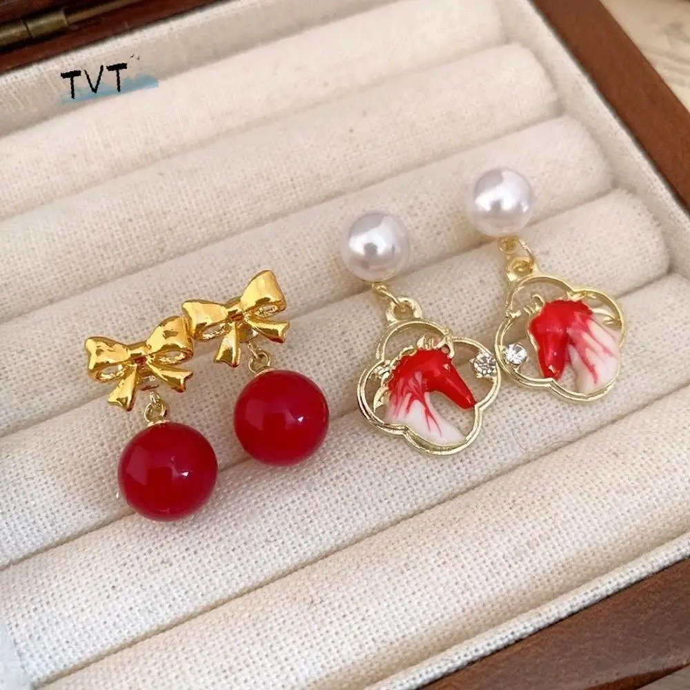 Bowknot New Year Horse Earrings Cartoon Horse Chinese Style Red Pony Earrings Fashion Jewelry Elegant Horse Mascot Drop Earrings
Bowknot New Year Horse Earrings Cartoon Horse Chinese Style Red Pony Earrings Fashion Jewelry Elegant Horse Mascot Drop Earrings