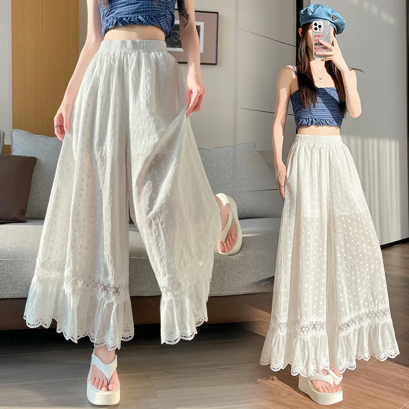2026 New Embroidered Hollow Lace Wide Leg Pants Women Summer Fashion Thin White Skirt Pants Casual Loose Wide Leg Pants
2026 New Embroidered Hollow Lace Wide Leg Pants Women Summer Fashion Thin White Skirt Pants Casual Loose Wide Leg Pants