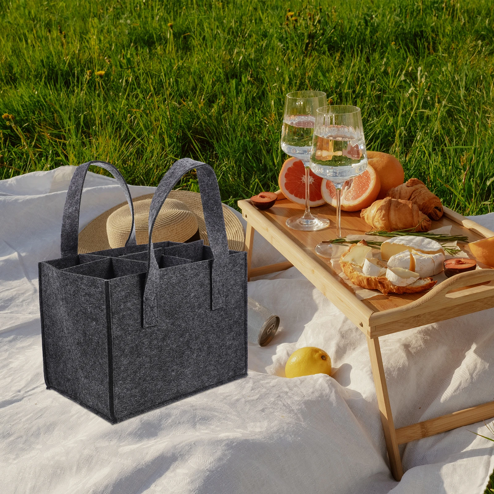 2pcs Black Portable Gift Tote Bag for 6 Bottles Beer Felt Carrier with Handle Lightweight Storage
2pcs Black Portable Gift Tote Bag for 6 Bottles Beer Felt Carrier with Handle Lightweight Storage