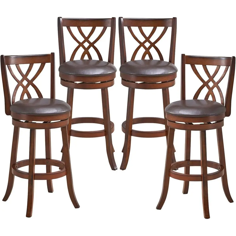 Set of 4 360° Swivel Bar Stools with 30-Inch Leather Seats and Footrests for Kitchen Island or Dining Room (Brown)
Set of 4 360° Swivel Bar Stools with 30-Inch Leather Seats and Footrests for Kitchen Island or Dining Room (Brown)