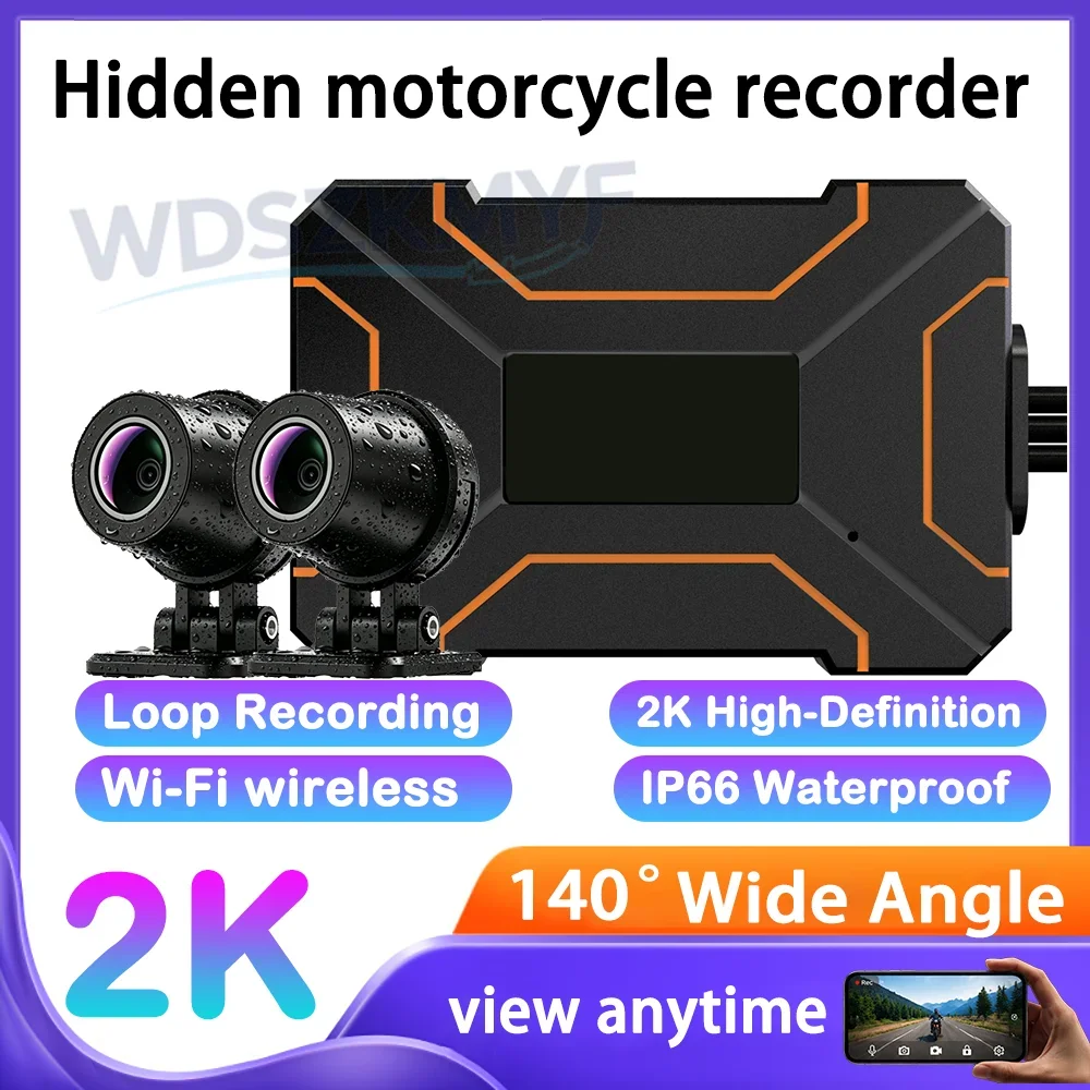 2K 1080P Full HD Dual Front Rear Lens Motorcycle Dash Cam IP66 Waterproof WiFi Motorbike Driving Recorder with TF Card Storage
2K 1080P Full HD Dual Front Rear Lens Motorcycle Dash Cam IP66 Waterproof WiFi Motorbike Driving Recorder with TF Card Storage