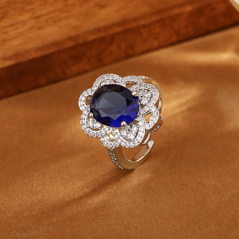 High Quality Classic Blue Zircon Open Ring Luxury Fashion 925 Silver Ladies Jewelry Wedding Engagement Gift
High Quality Classic Blue Zircon Open Ring Luxury Fashion 925 Silver Ladies Jewelry Wedding Engagement Gift