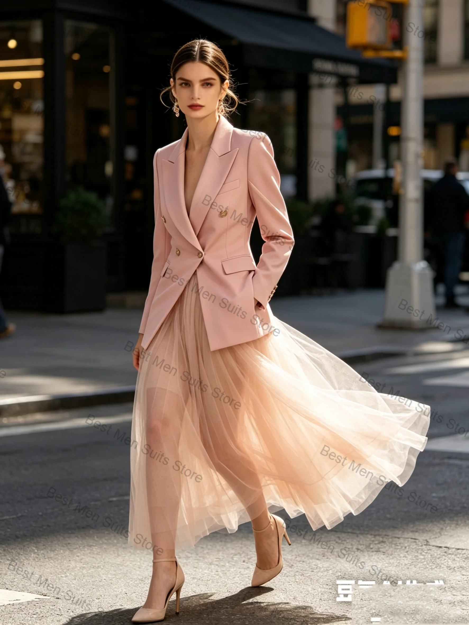 Pink Women Suit Set 2 Pcs Blazer Tulle Prom Dress Formal Office Jacket Customized Wedding Tuxedo Guest Coat
Pink Women Suit Set 2 Pcs Blazer Tulle Prom Dress Formal Office Jacket Customized Wedding Tuxedo Guest Coat