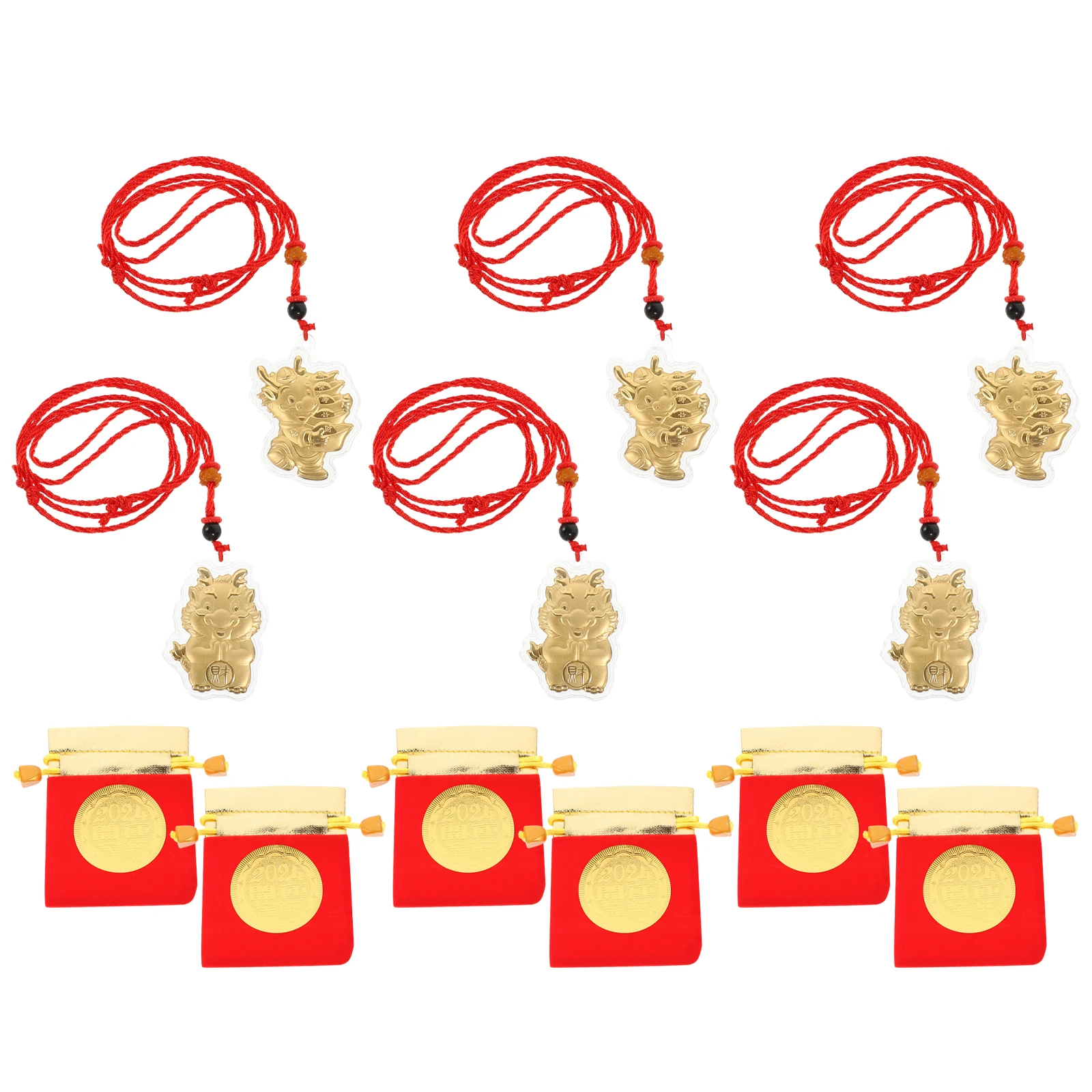 6 Sets Dragon Spring Festival Pendant Year Pendant Zodiac Necklace Red Rope Hanging Decor Chinese New Year Gift Charm Ornament
6 Sets Dragon Spring Festival Pendant Year Pendant Zodiac Necklace Red Rope Hanging Decor Chinese New Year Gift Charm Ornament