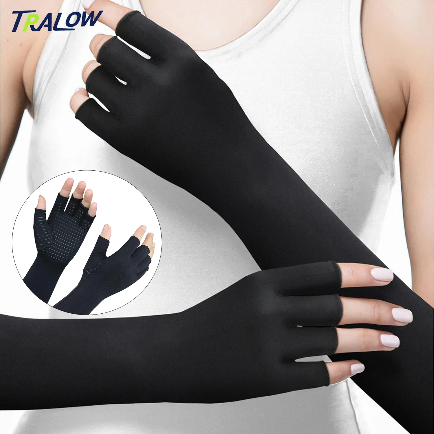 TRALOW Half Finger Sunscreen Gloves Copper Compression Arthritis Gloves Breathable Non-slip for Outdoor Cycling Drive Fish Run
TRALOW Half Finger Sunscreen Gloves Copper Compression Arthritis Gloves Breathable Non-slip for Outdoor Cycling Drive Fish Run