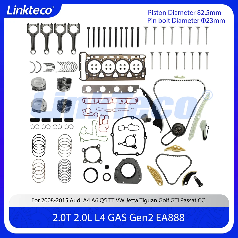 Engine Rebuild Timing Chain Kit Piston Con Rod Bearing Valves Gasket Bolts Set Fit 2.0 T L For Audi A4 A6 Q5 VW Jetta 2.0T 2.0L
Engine Rebuild Timing Chain Kit Piston Con Rod Bearing Valves Gasket Bolts Set Fit 2.0 T L For Audi A4 A6 Q5 VW Jetta 2.0T 2.0L