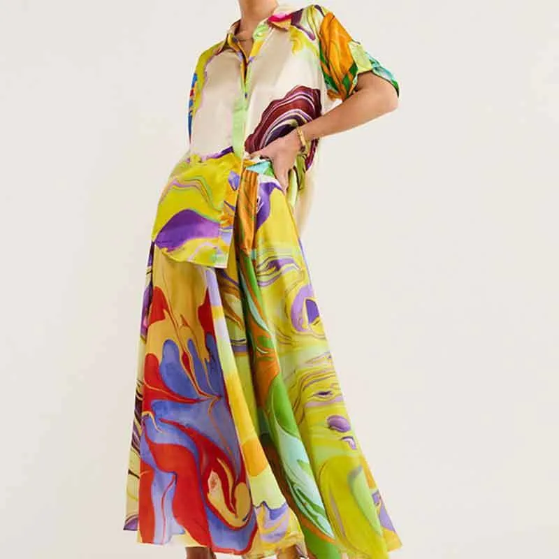 Elegant 2-piece Sets for Women Summer Fashion Printing Half Sleeved Shirt Top Suits Casual Loose Lace Up High Waisted Skirt Set
Elegant 2-piece Sets for Women Summer Fashion Printing Half Sleeved Shirt Top Suits Casual Loose Lace Up High Waisted Skirt Set