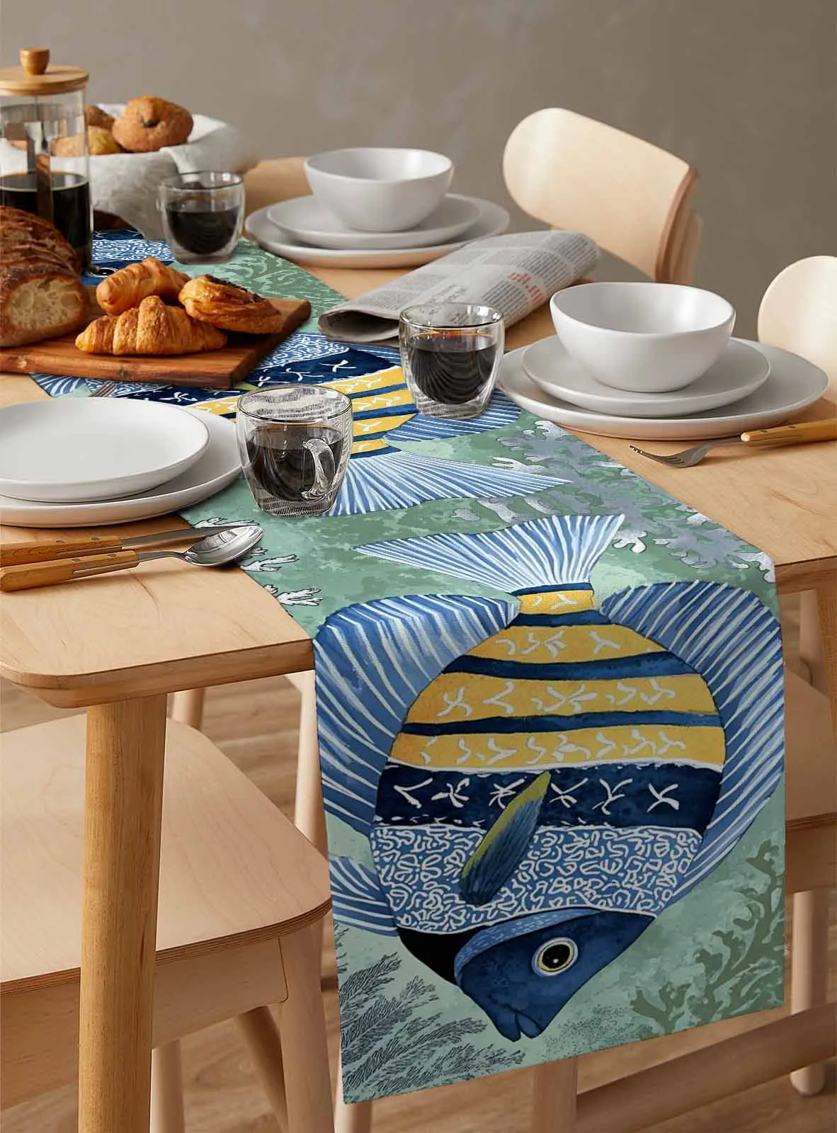 Green Background Watercolor Fish Table Runner Wedding Party Champagne Dining Room Restaurant Home Tablecloth Runners
Green Background Watercolor Fish Table Runner Wedding Party Champagne Dining Room Restaurant Home Tablecloth Runners