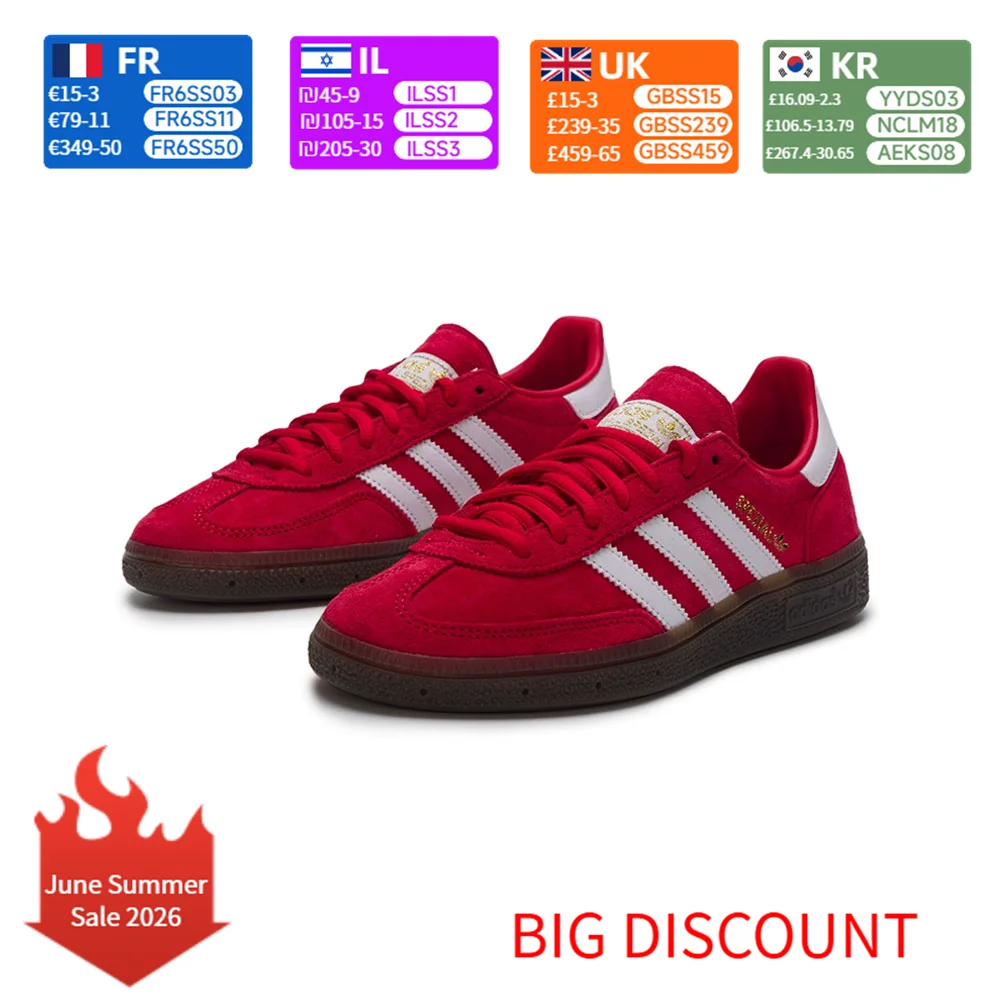 adidas Originals HANDBALL SPEZIAL Synthetic Leather Breathable Comfortable Durable Low-Top Sneakers Unisex Red FV1227
adidas Originals HANDBALL SPEZIAL Synthetic Leather Breathable Comfortable Durable Low-Top Sneakers Unisex Red FV1227