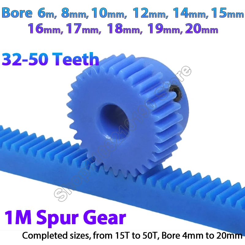 1Mod Blue Nylon Spur Gear 1M Pinion Gear 32-50 Teeth Plastic 1 Modulu Motor Gear With Step Bore 6 8 10 12 14 15 16 17 18 19 20mm
1Mod Blue Nylon Spur Gear 1M Pinion Gear 32-50 Teeth Plastic 1 Modulu Motor Gear With Step Bore 6 8 10 12 14 15 16 17 18 19 20mm