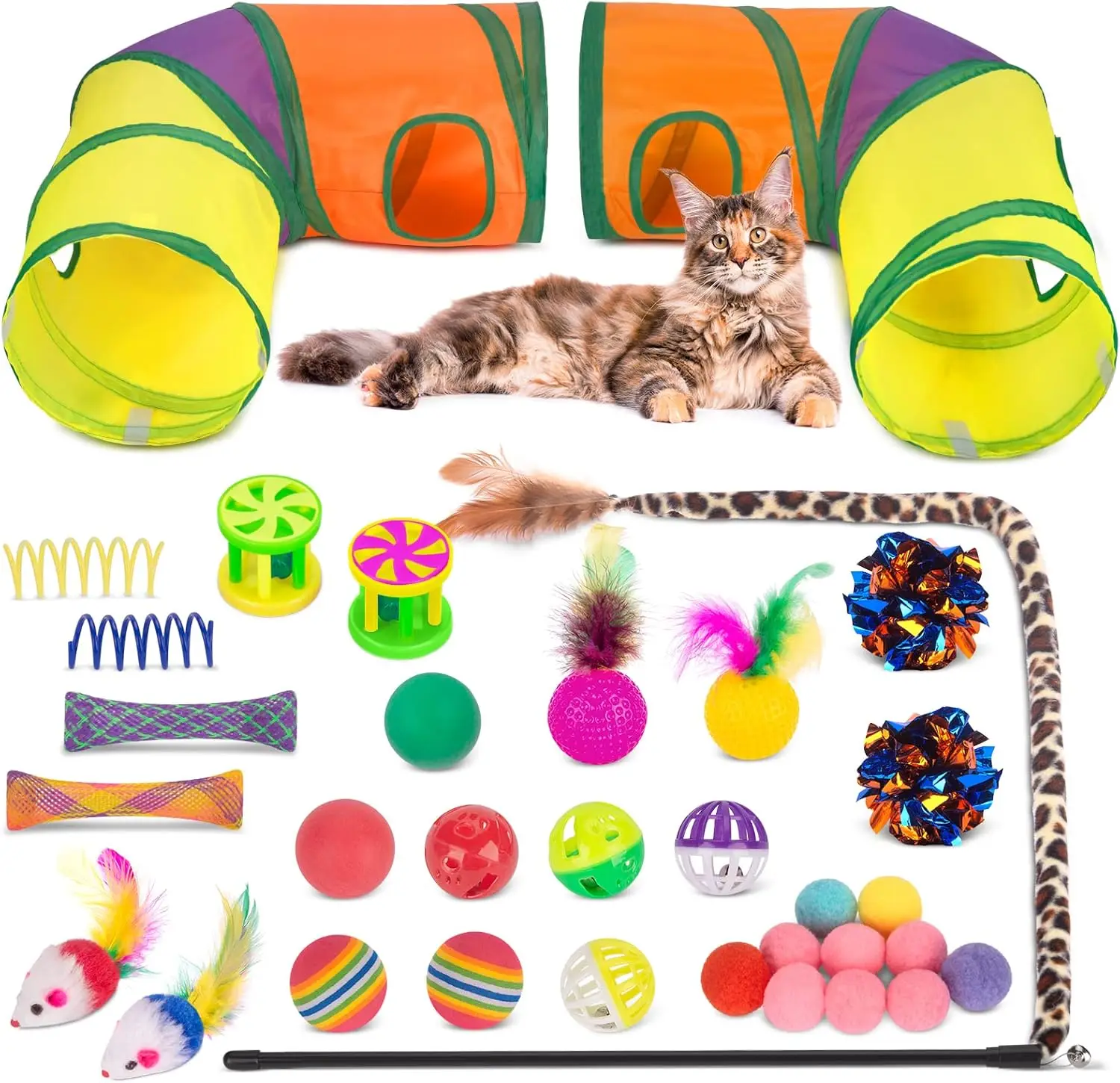 33Pcs Cat Toys, Large Cat Tunnels with Toys, Interactive Kitten Toys for Indoor Cats Kitty
33Pcs Cat Toys, Large Cat Tunnels with Toys, Interactive Kitten Toys for Indoor Cats Kitty