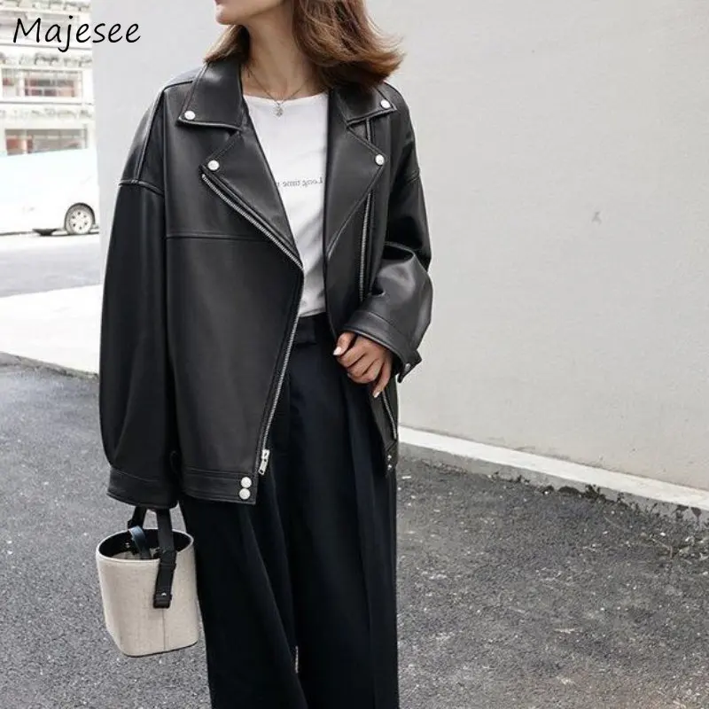 Jackets Women Loose Korean Style Pu Faux Leather Autumn Streetwear Thick Fashion Notched Button Leisure Clothing Classic Mujer
Jackets Women Loose Korean Style Pu Faux Leather Autumn Streetwear Thick Fashion Notched Button Leisure Clothing Classic Mujer