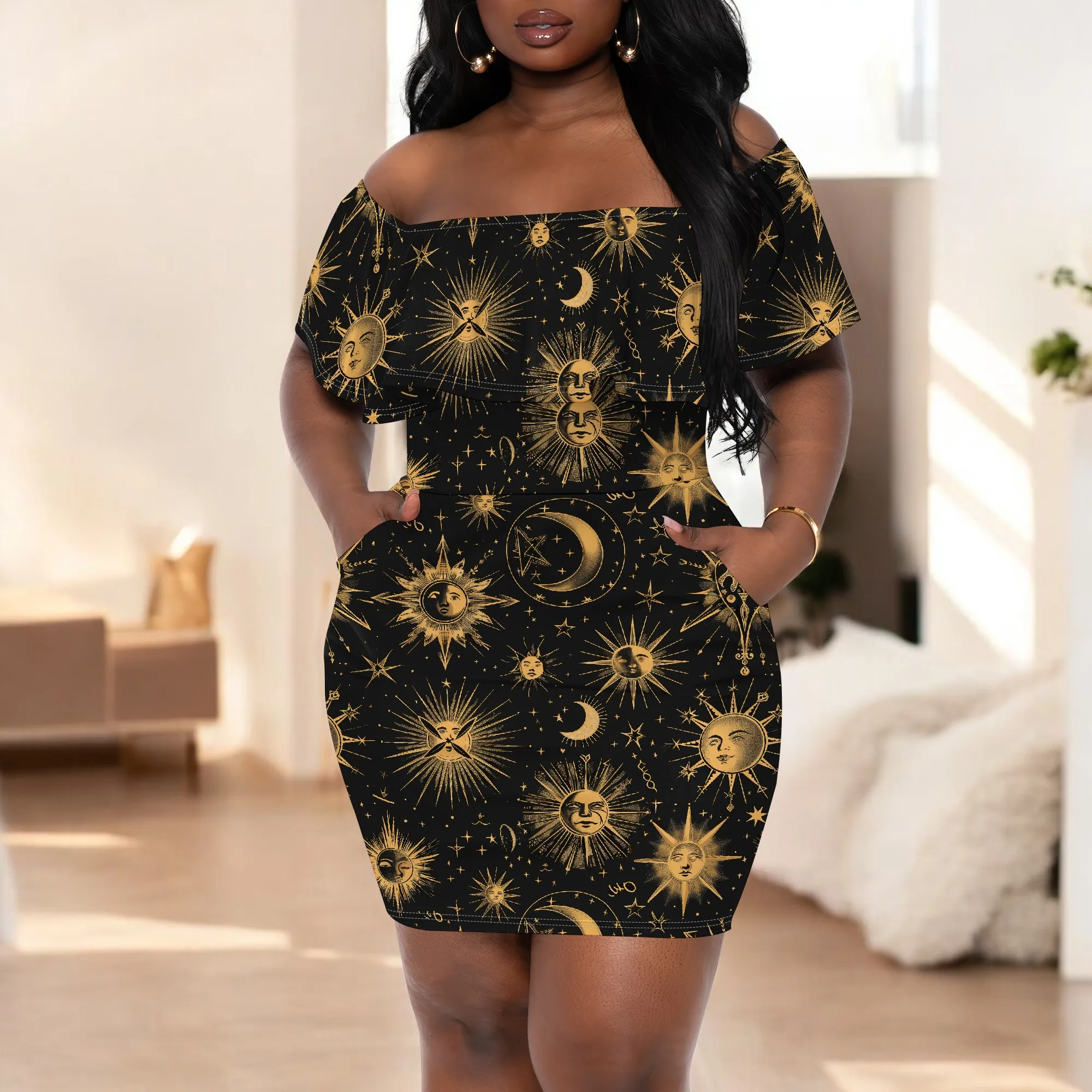Women's Sun Moon Star Print Dress Gothic Astrology Off Shoulder Night Out Dress S-3XL
Women's Sun Moon Star Print Dress Gothic Astrology Off Shoulder Night Out Dress S-3XL