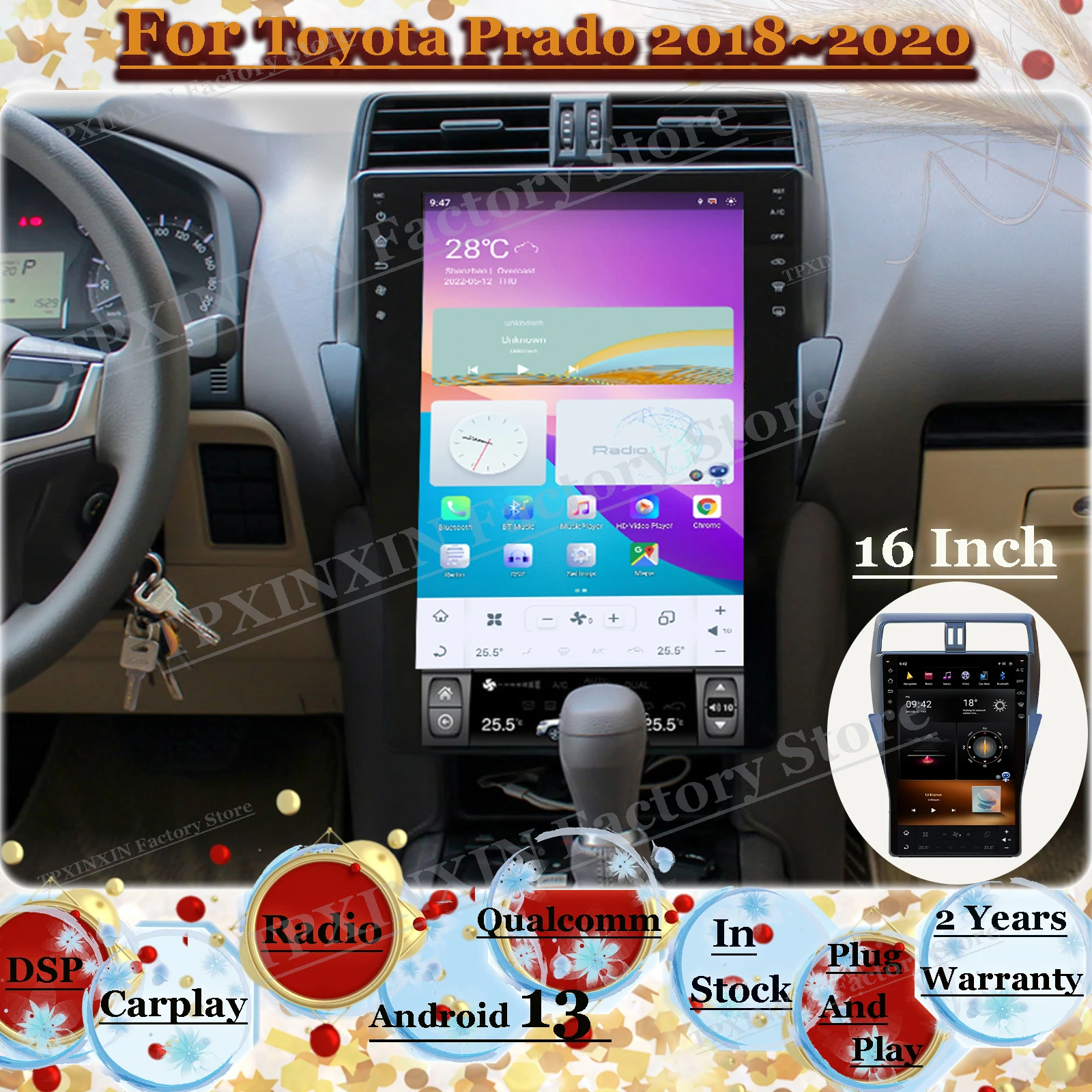 16‘’ Multimedia Android Auto Vertical Screen Radio Receiver For Toyota Prado 2018~2020 Car GPS Navigation Player Video Head Unit
16‘’ Multimedia Android Auto Vertical Screen Radio Receiver For Toyota Prado 2018~2020 Car GPS Navigation Player Video Head Unit