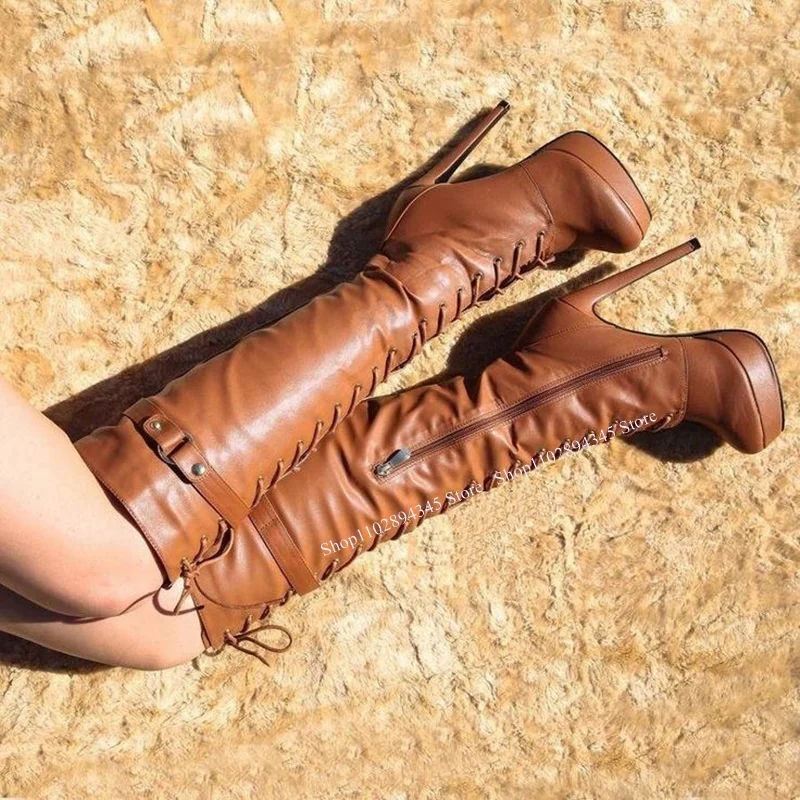 Brown Zipper Knee High Platform Boots Thin High Heel Pointed Toe Fashion Sexy Winter Big Size 2025 Woman Shoes Zapatillas Mujer
Brown Zipper Knee High Platform Boots Thin High Heel Pointed Toe Fashion Sexy Winter Big Size 2025 Woman Shoes Zapatillas Mujer
