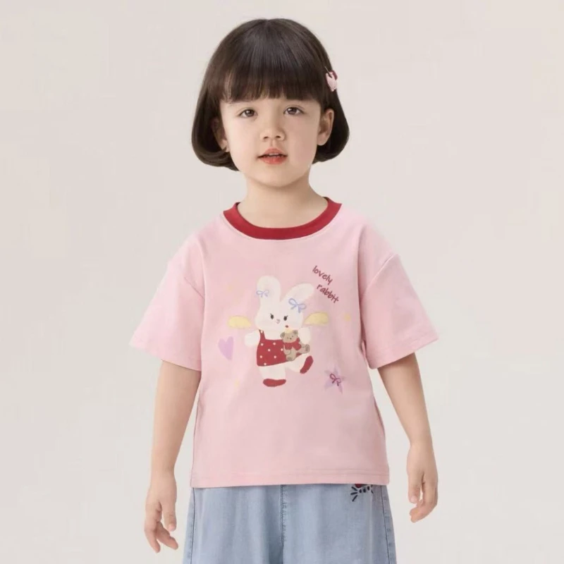 Sweet Cartoon Printed Short Sleeved T-shirt for Girls 2026 Summer Color Blocking Round Neck Stylish
Sweet Cartoon Printed Short Sleeved T-shirt for Girls 2026 Summer Color Blocking Round Neck Stylish
