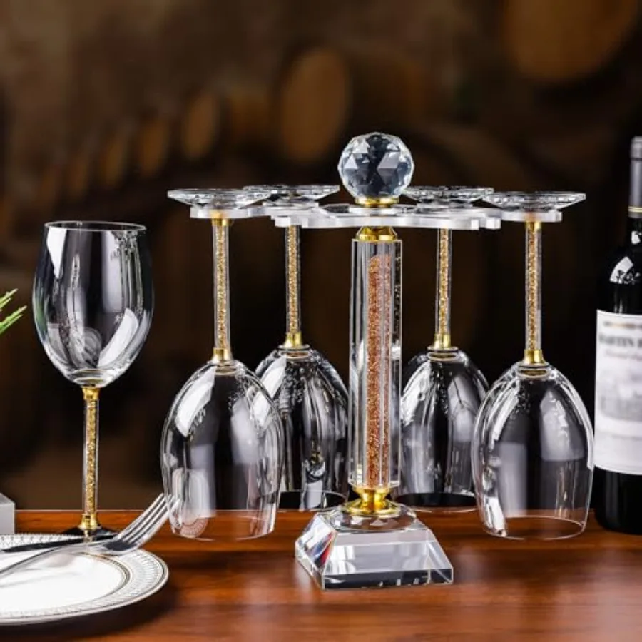 Hanjue Crystal Glass Stemware Rack Rotates to Hold 6 Wine Glasses Crystal Wine Glass Holder Stemware Holder for Wet Bar Home Ba
Hanjue Crystal Glass Stemware Rack Rotates to Hold 6 Wine Glasses Crystal Wine Glass Holder Stemware Holder for Wet Bar Home Ba