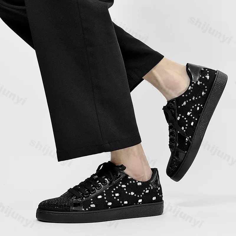 2025 Summer Men's Shoes Punk Rhinestone Lightweight fashion Trend Casual Shoes Flat Bottom Comfortable Lace-up Chunky sneakers
2025 Summer Men's Shoes Punk Rhinestone Lightweight fashion Trend Casual Shoes Flat Bottom Comfortable Lace-up Chunky sneakers