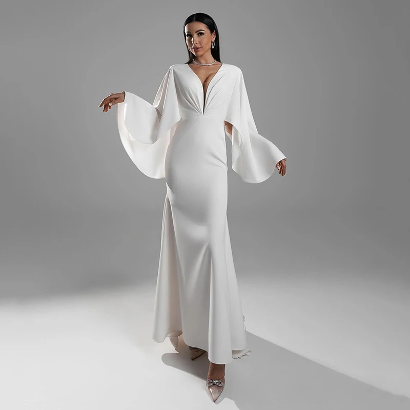 Eightree White Mermaid Wedding Dresses Boho V-Neck Backless Long Sleeve Bridal Dress Women White Evening Wedding Gowns Plus Size
Eightree White Mermaid Wedding Dresses Boho V-Neck Backless Long Sleeve Bridal Dress Women White Evening Wedding Gowns Plus Size