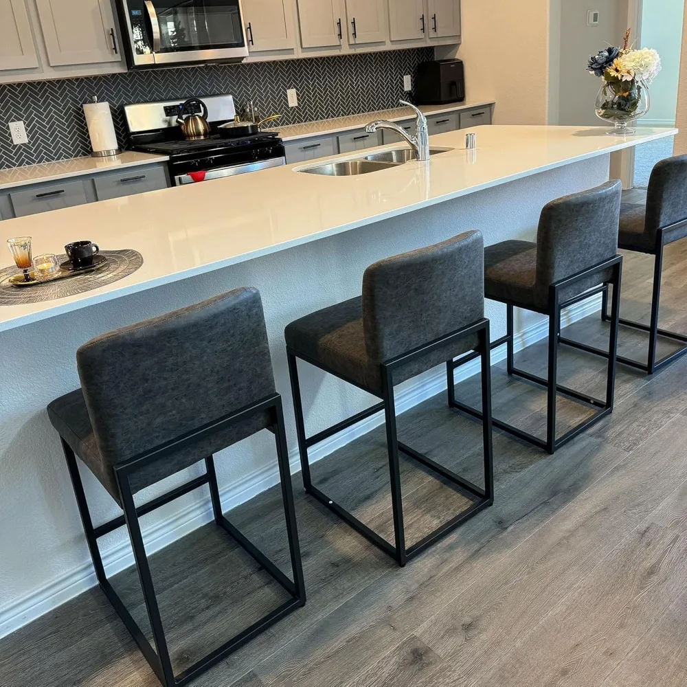 Grey Bar Stools Set of 4 - Counter Height 24'' Bar Stool Pu Leather Kitchen Modern Bar Chairs, Bars Stools with Back
Grey Bar Stools Set of 4 - Counter Height 24'' Bar Stool Pu Leather Kitchen Modern Bar Chairs, Bars Stools with Back