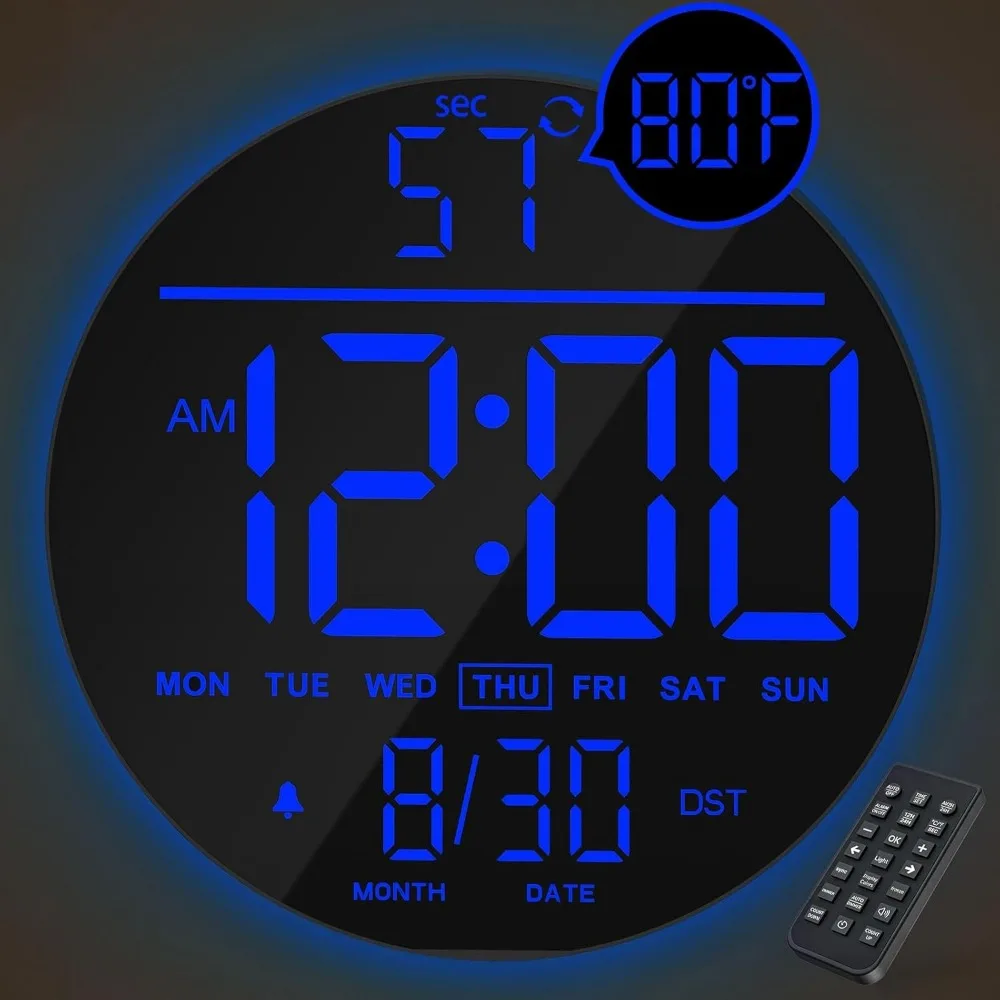 10" LED Wall Clock w/ Seconds, Alarm, Timer, RGB, DST, Temp for Bedroom/Living/Office/Gym
10" LED Wall Clock w/ Seconds, Alarm, Timer, RGB, DST, Temp for Bedroom/Living/Office/Gym