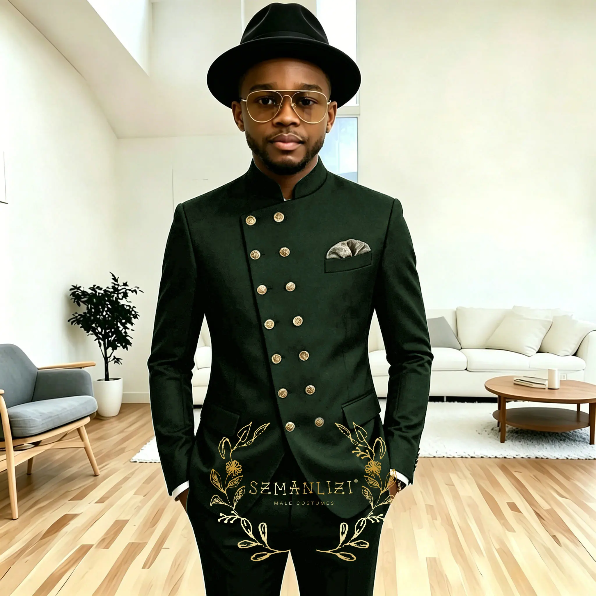 African Design Formal Men's Suits 2 Piece Slim Fit Jacket Pant Stand Collar Suit Set Wedding Groomsmen Tuxedo Business Men Suits
African Design Formal Men's Suits 2 Piece Slim Fit Jacket Pant Stand Collar Suit Set Wedding Groomsmen Tuxedo Business Men Suits