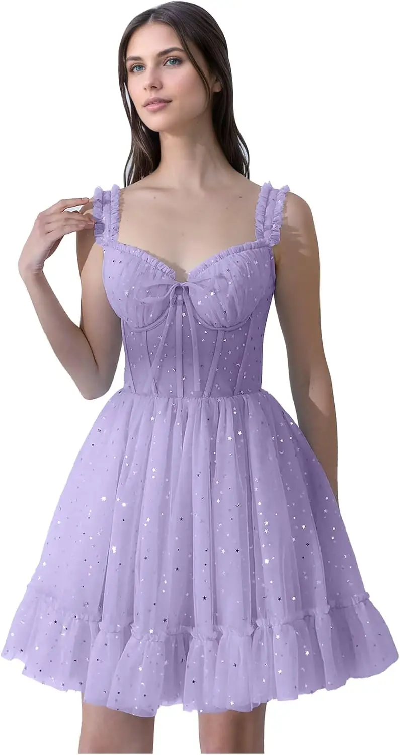 Ruffles Tulle Homcoming Dresses for Teens Mini Sparkly Sequin Star Prom Party Gowns Short Cocktail Graduation Evening Dress
Ruffles Tulle Homcoming Dresses for Teens Mini Sparkly Sequin Star Prom Party Gowns Short Cocktail Graduation Evening Dress
