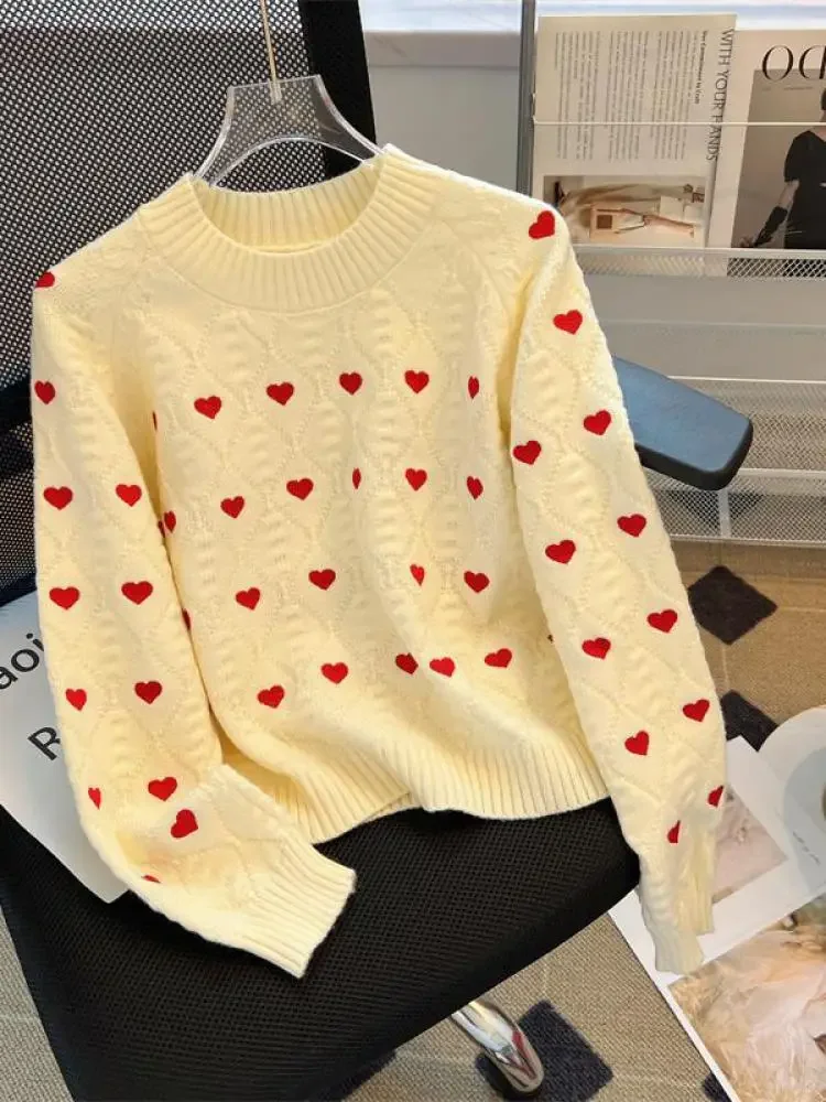 2024 Knitted Women Round Neck Heart Embroidery Sweater Autumn Winter Pullovers Warm Short Fashion Versatile Top Thick Casual New
2024 Knitted Women Round Neck Heart Embroidery Sweater Autumn Winter Pullovers Warm Short Fashion Versatile Top Thick Casual New