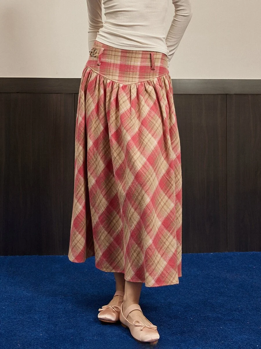 Pink Plaid Low Waist American Sweetheart Vintage Bloom A-Line Midi Skirt Autumn Winter Commute High Waist Zipper Style Cotton
Pink Plaid Low Waist American Sweetheart Vintage Bloom A-Line Midi Skirt Autumn Winter Commute High Waist Zipper Style Cotton