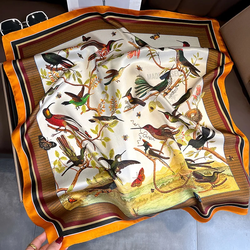 Luxury Brand Birds Animal Print 100% Silk Scarf Women Neckerchief Necktie Women Square Head Scarves Hijab for Hair Wrapping
Luxury Brand Birds Animal Print 100% Silk Scarf Women Neckerchief Necktie Women Square Head Scarves Hijab for Hair Wrapping