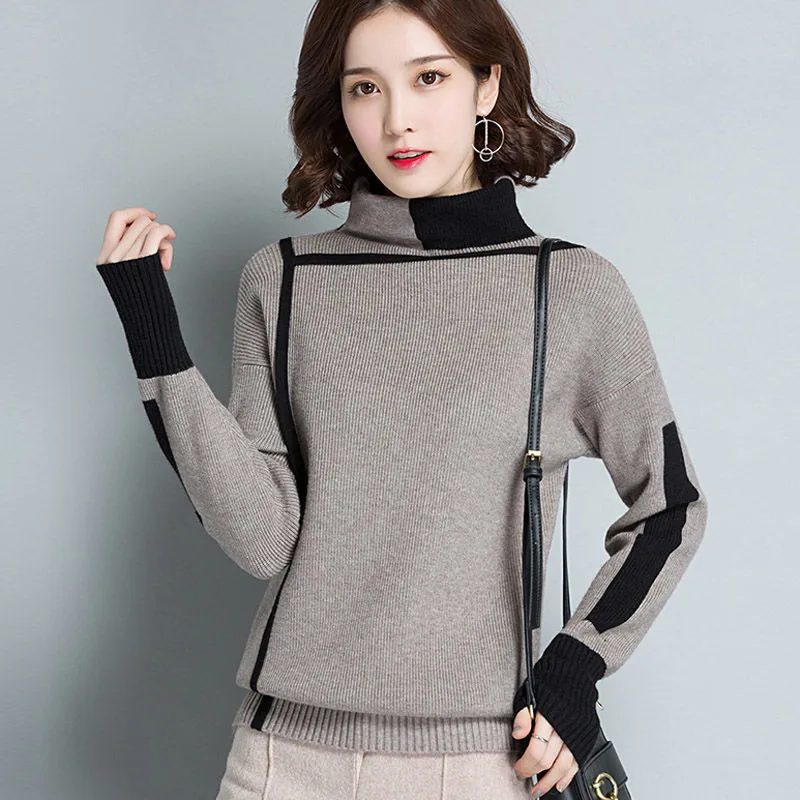 Women Turtleneck Sweater Long Sleeve Jumpers Knitwear Casual Autumn winter Pullovers Femme Elastic high quality Knitted sweaters
Women Turtleneck Sweater Long Sleeve Jumpers Knitwear Casual Autumn winter Pullovers Femme Elastic high quality Knitted sweaters