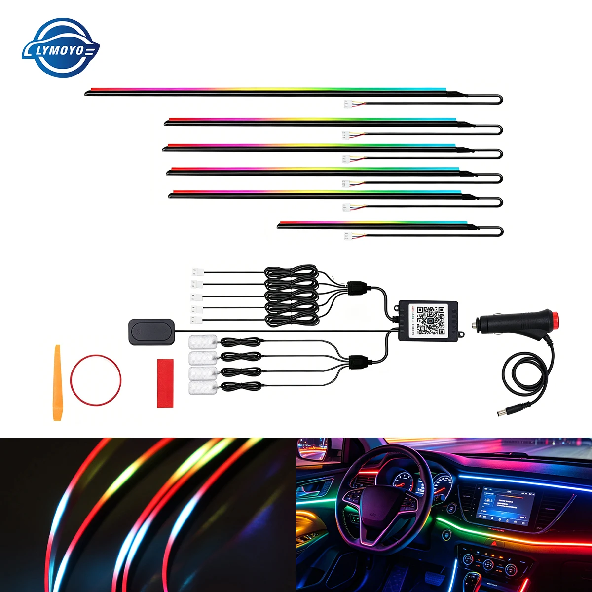 6/9/10 IN 1 Led Car Ambient Lights RGB Symphony Streamer Acrylic Strips Atmosphere Lamp Kit With Cigar Sockets Interior Decorati
6/9/10 IN 1 Led Car Ambient Lights RGB Symphony Streamer Acrylic Strips Atmosphere Lamp Kit With Cigar Sockets Interior Decorati