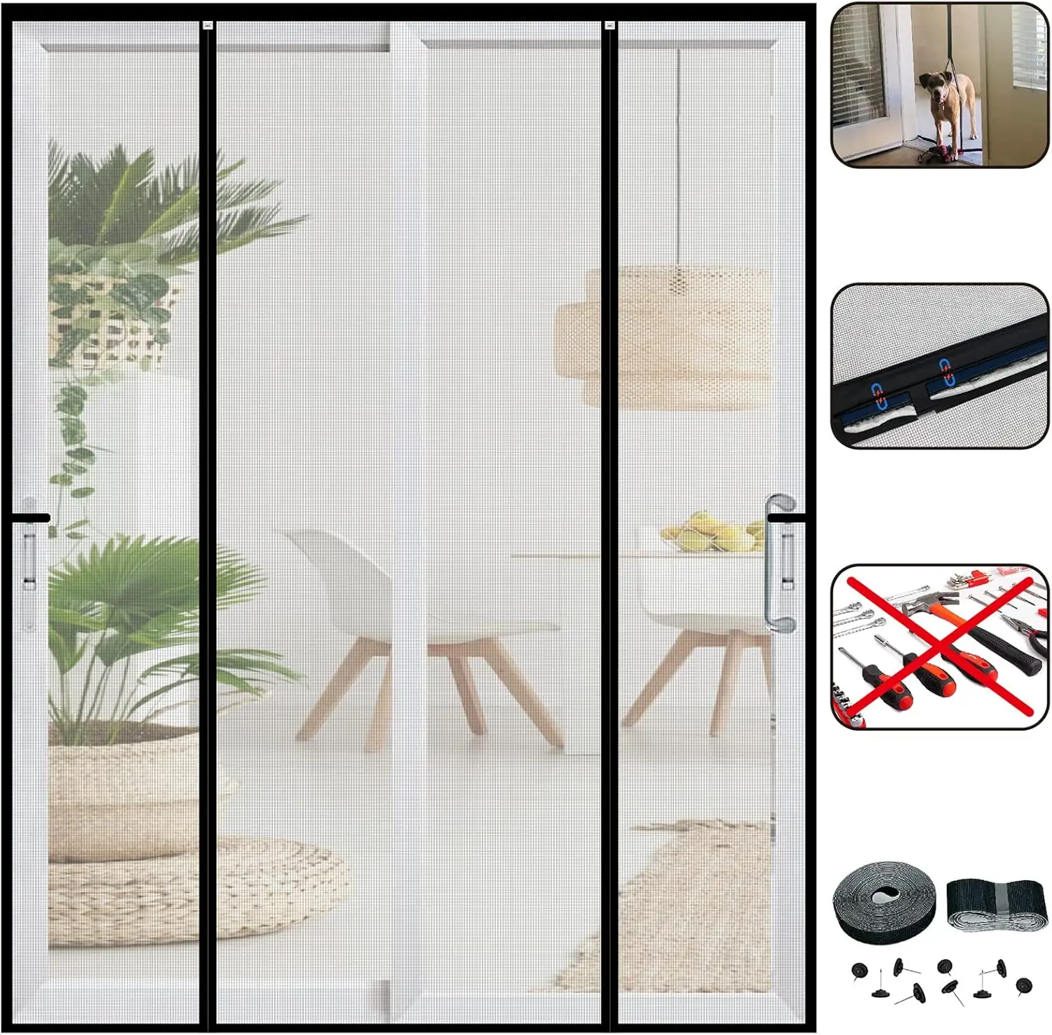 Double Door Mesh Screen Magnetic Closure Heavy Duty for Sliding Door 72" x 80" Extra Long Magnet Bug Screens for French Doors
Double Door Mesh Screen Magnetic Closure Heavy Duty for Sliding Door 72" x 80" Extra Long Magnet Bug Screens for French Doors