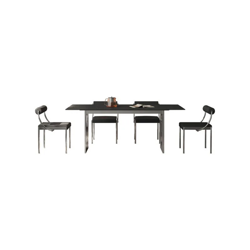 Italian simple Bauhaus/old money dining table, medieval stainless steel new pearl rock slab dining table and chair combination
Italian simple Bauhaus/old money dining table, medieval stainless steel new pearl rock slab dining table and chair combination