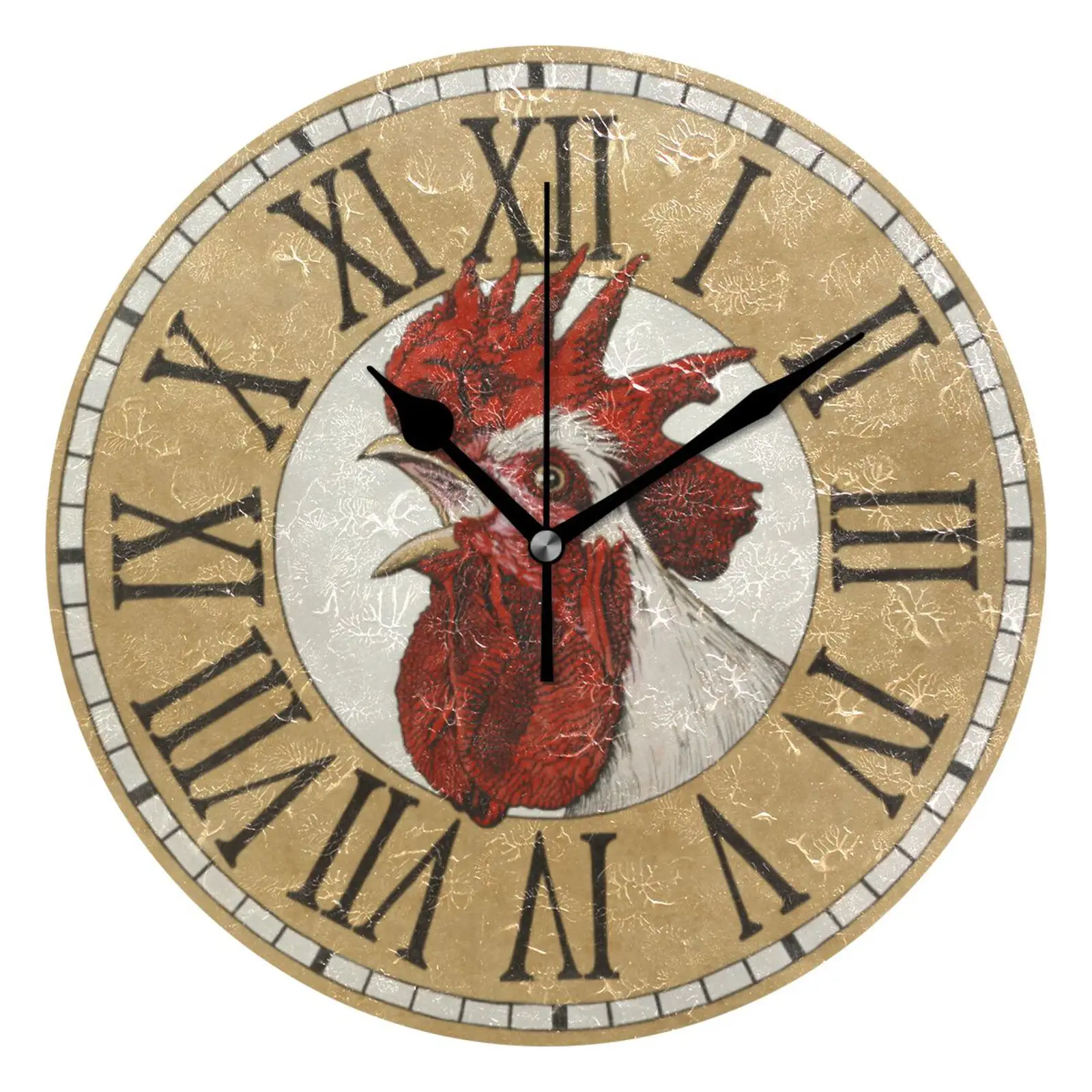 Vintage Rooster Head Print Non-Ticking Silent Round Wall Clock Roman Numerals Circle Hanging Wall Watch Desk Clock Home Decor
Vintage Rooster Head Print Non-Ticking Silent Round Wall Clock Roman Numerals Circle Hanging Wall Watch Desk Clock Home Decor