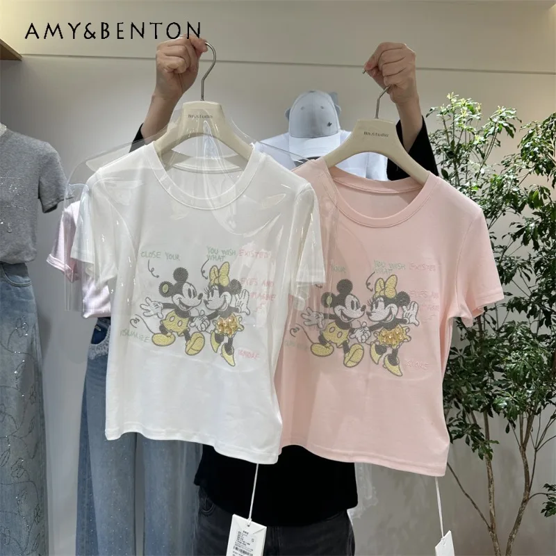 Heavy Craft Cartoon Embroidery Short-sleeves T-shirt For Women's 2026 Spring-summer New Age-reducing Slim-fit Short Top Pullover
Heavy Craft Cartoon Embroidery Short-sleeves T-shirt For Women's 2026 Spring-summer New Age-reducing Slim-fit Short Top Pullover