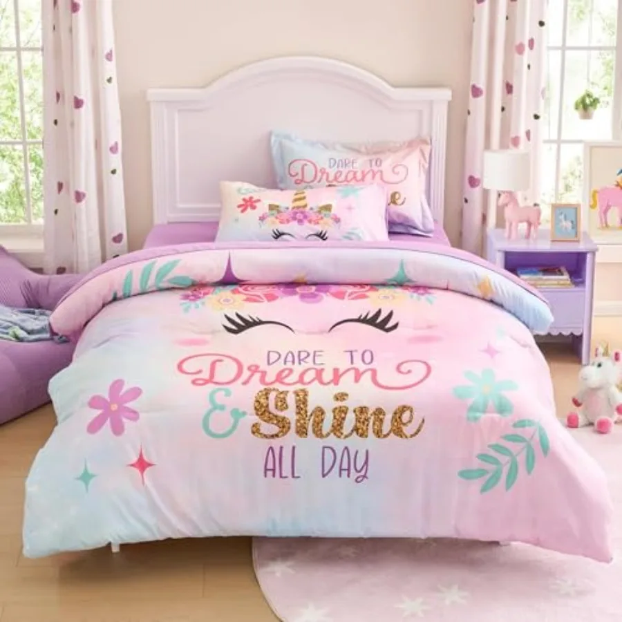 Kid Comforter Set 5 Pcs Unicorn Bedding Set for Boys Girls Super Soft Microfiber Bed in a Bag with Comforter Sheets Pillowcase
Kid Comforter Set 5 Pcs Unicorn Bedding Set for Boys Girls Super Soft Microfiber Bed in a Bag with Comforter Sheets Pillowcase