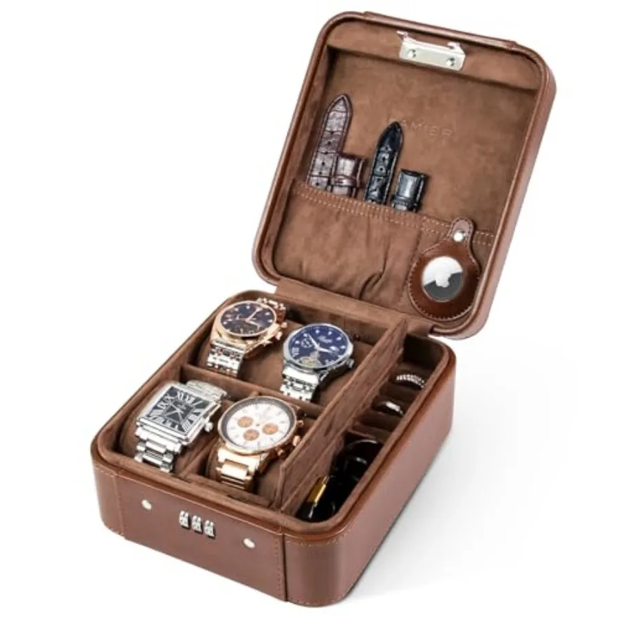 Watch Case with Combination Lock - 4 Watch Storage and Jewelry Organizer - Watch Travel Case for Ring and Watch Storage, PU Lea
Watch Case with Combination Lock - 4 Watch Storage and Jewelry Organizer - Watch Travel Case for Ring and Watch Storage, PU Lea