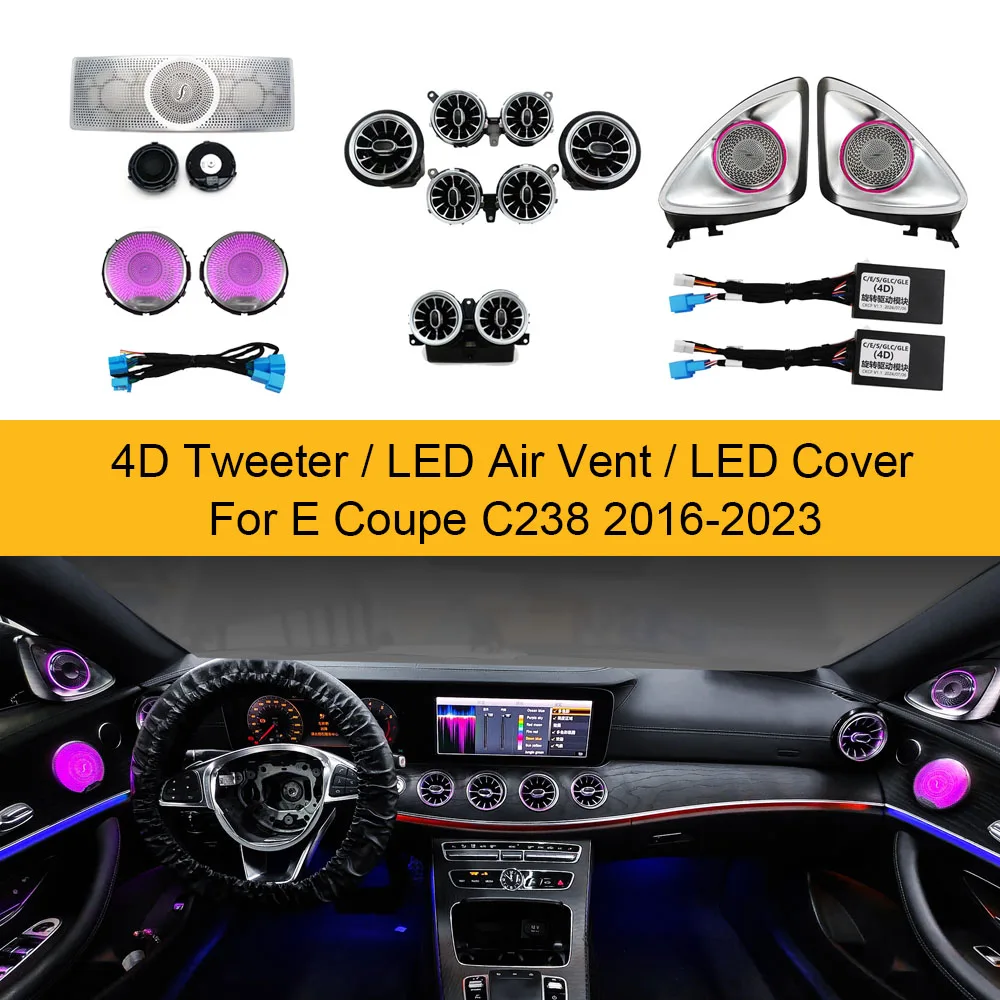 64 Colors 4D Rotating Tweeter Speakers LED Air Vent Ambient Light Covers For Mercedes E Coupe C238 2017-2023
64 Colors 4D Rotating Tweeter Speakers LED Air Vent Ambient Light Covers For Mercedes E Coupe C238 2017-2023