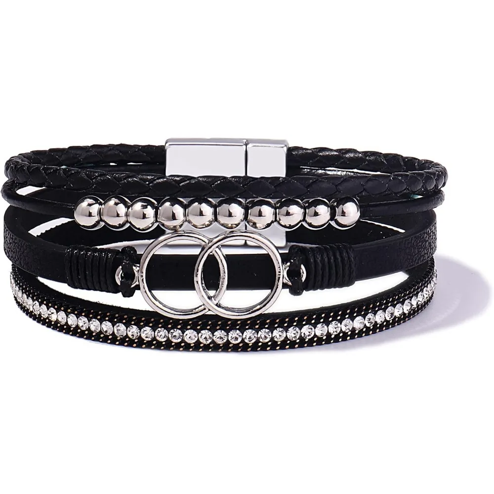 Wrap Bracelets Leather Cuff Bangle Gold Beaded Bracelets for Women Stackable Infinity Bracelets Jewelry with Magnetic Clasp
Wrap Bracelets Leather Cuff Bangle Gold Beaded Bracelets for Women Stackable Infinity Bracelets Jewelry with Magnetic Clasp