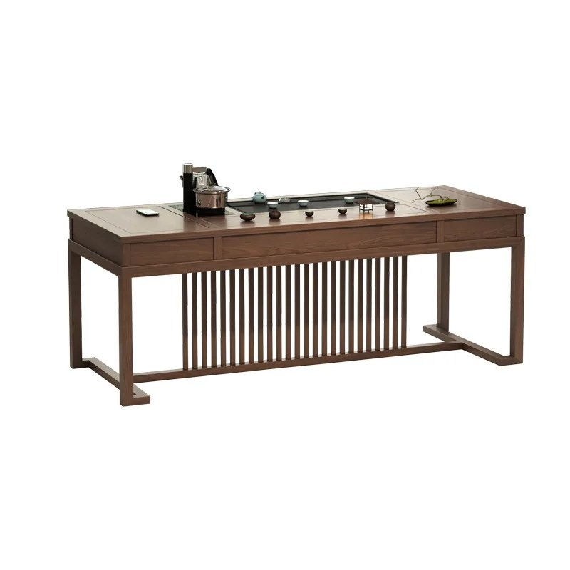 New Chinese tea table and chair combination Zen black walnut solid wood kung fu tea table simple modern room office coffee 
New Chinese tea table and chair combination Zen black walnut solid wood kung fu tea table simple modern room office coffee