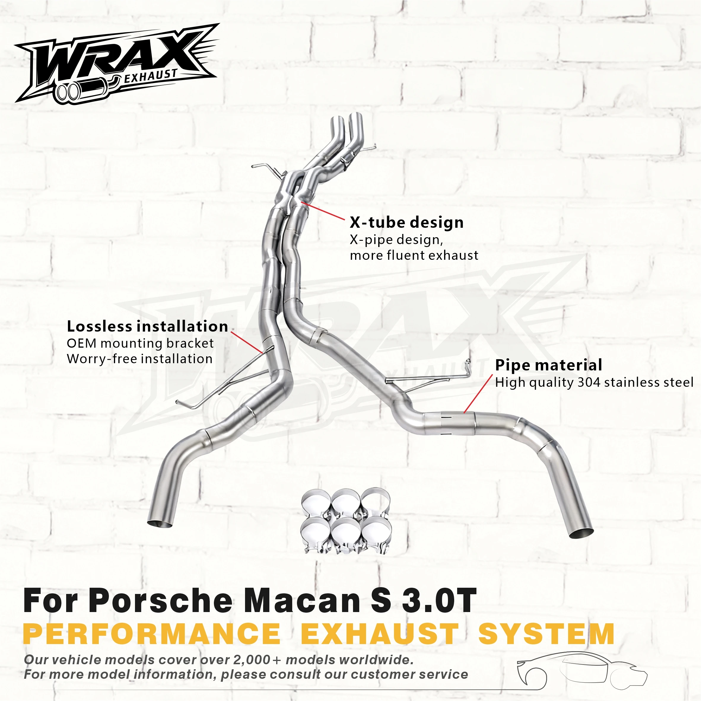 Выхлопная система SS304 Sport Non-Valved Catback X-Tube для Porsche Macan S 3.0T с улучшенными характеристиками и звучанием, вдохновленным гоночными автомобилями
Выхлопная система SS304 Sport Non-Valved Catback X-Tube для Porsche Macan S 3.0T с улучшенными характеристиками и звучанием, вдохновленным гоночными автомобилями