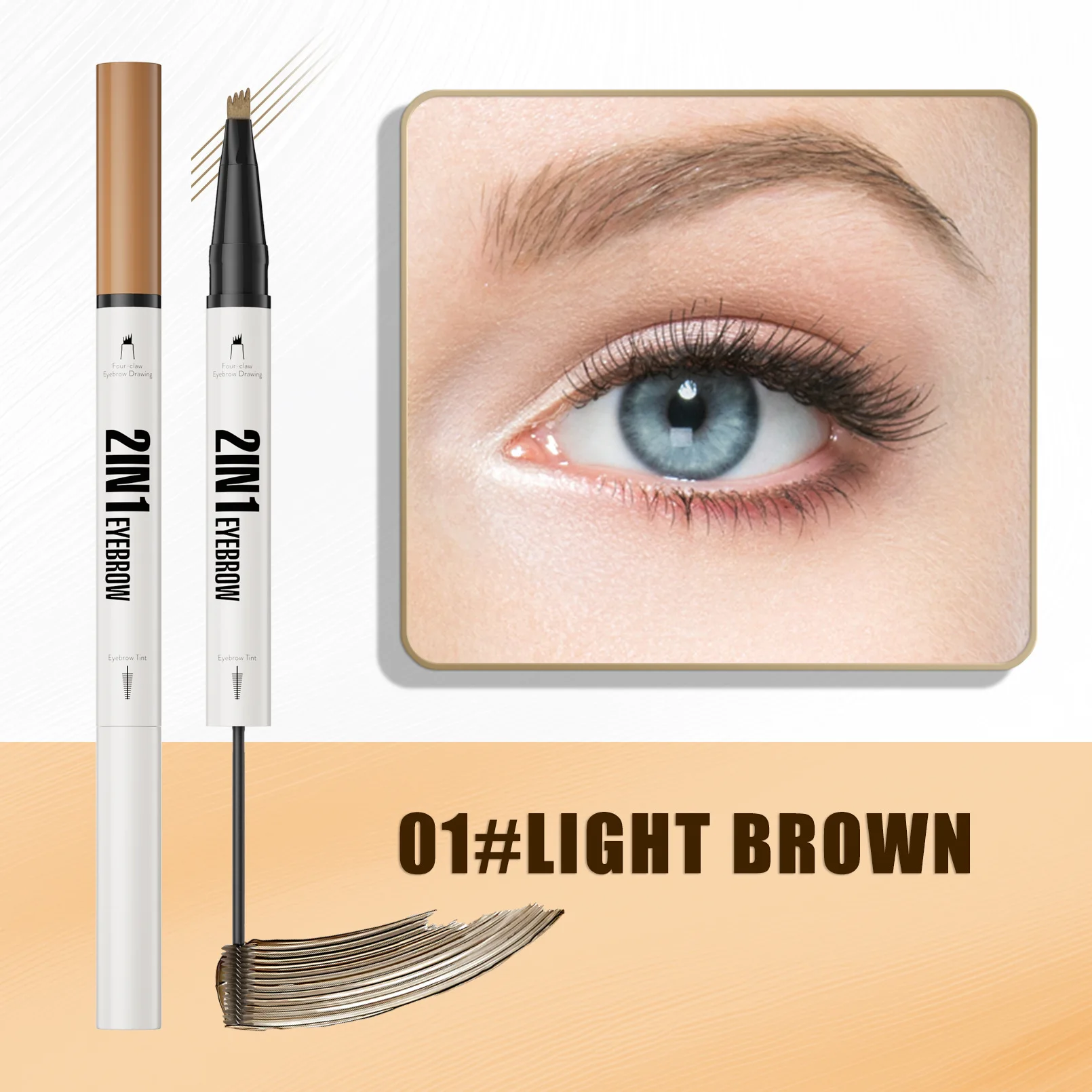 3D Waterproof Dry Liquid Eyebrow Pen Double Head 4 Fork Brow Mascara 2 in 1 Cross Border Hot Sale for Fluffy Natural Brow Look
3D Waterproof Dry Liquid Eyebrow Pen Double Head 4 Fork Brow Mascara 2 in 1 Cross Border Hot Sale for Fluffy Natural Brow Look