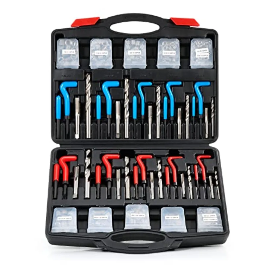 Thread Repair Kit, SAE and Metric Thread Restorer Kit with HSS Drill Bits Inserts Taps Break Off Tools, Rethreading Tools in 1/
Thread Repair Kit, SAE and Metric Thread Restorer Kit with HSS Drill Bits Inserts Taps Break Off Tools, Rethreading Tools in 1/