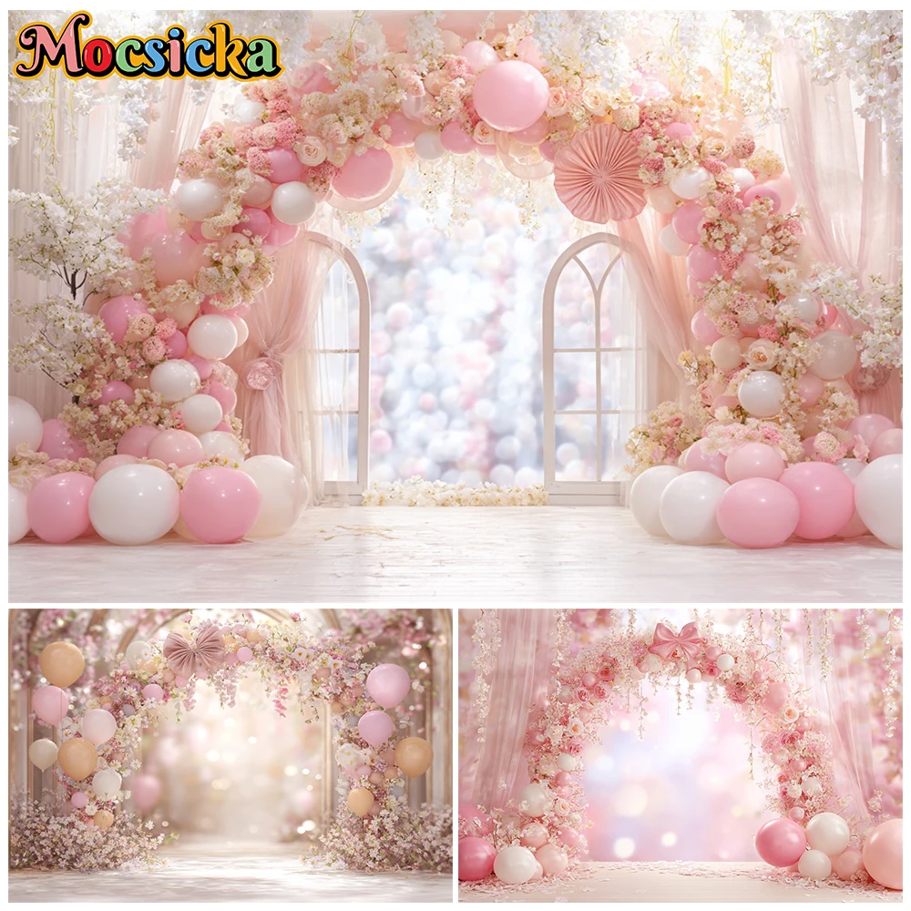 Mocsicka Dreamy Pink Floral Balloon Arch Photography Backdrop Bow Background Girls Birthday Bridal Shower Cake Smash Photo shoot
Mocsicka Dreamy Pink Floral Balloon Arch Photography Backdrop Bow Background Girls Birthday Bridal Shower Cake Smash Photo shoot