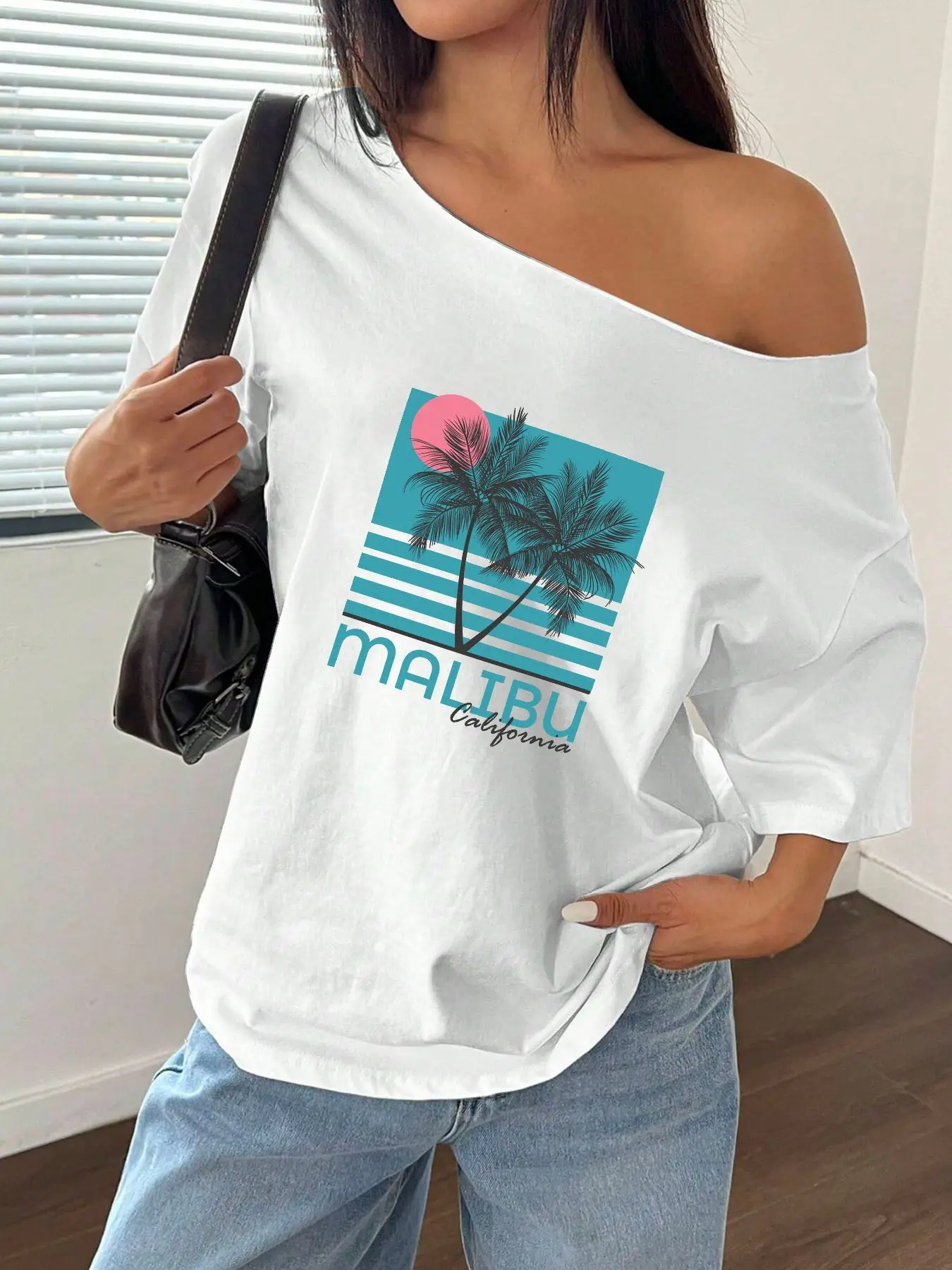 100% Cotton Plus Size Malibu Beach Palm Tree Sunset Print Shoulder Loose Print T-Shirt Oversized Y2K Style Graphic Tees Women
100% Cotton Plus Size Malibu Beach Palm Tree Sunset Print Shoulder Loose Print T-Shirt Oversized Y2K Style Graphic Tees Women