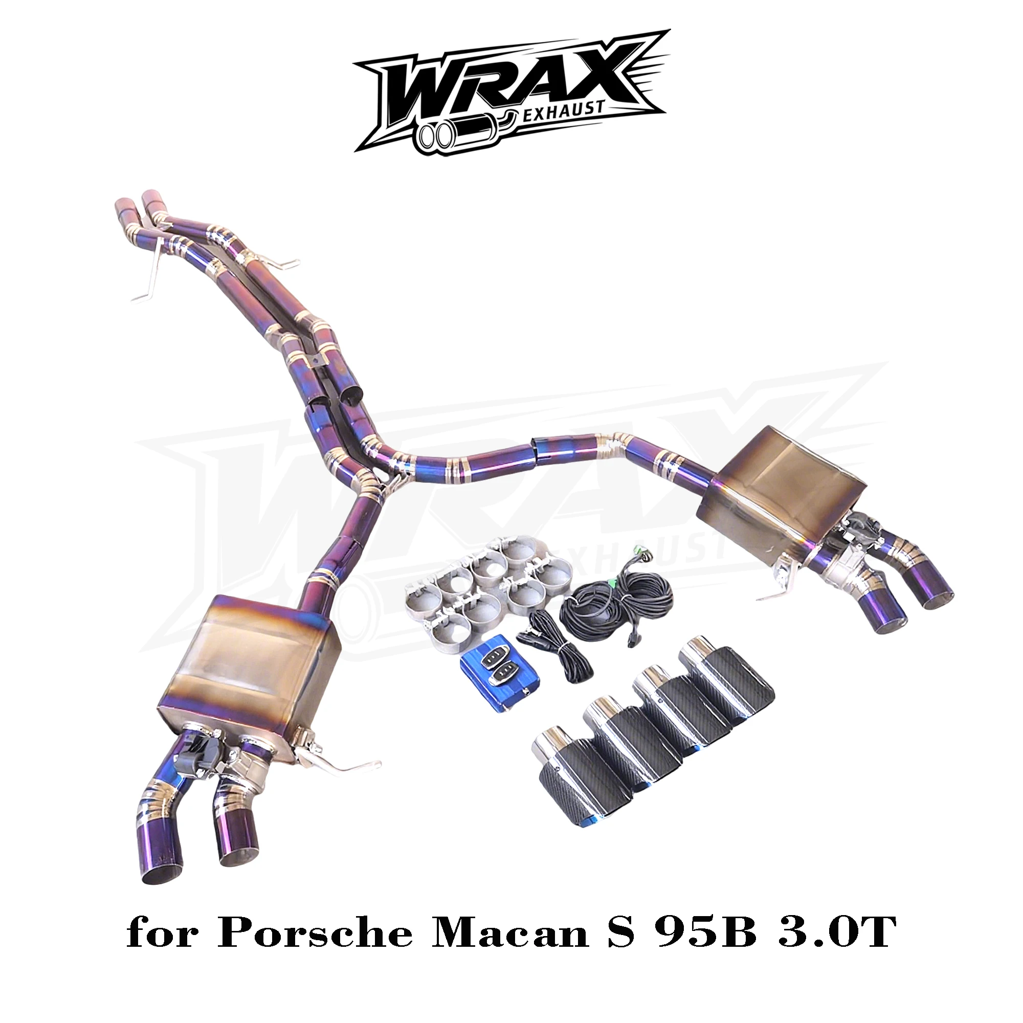 WRAX Premium Titanium Baked Purple Catback for Porsche Macan S 95B 3.0T 2014+ Valve Controlled Direct OE Fit Free Tips
WRAX Premium Titanium Baked Purple Catback for Porsche Macan S 95B 3.0T 2014+ Valve Controlled Direct OE Fit Free Tips
